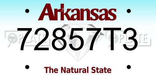 72857T3 Arkansas License Plate