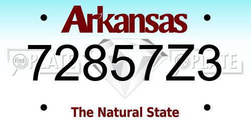 72857Z3 Arkansas License Plate