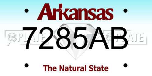 7285AB Arkansas License Plate