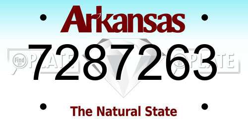 7287263 Arkansas License Plate