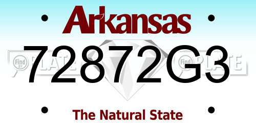 72872G3 Arkansas License Plate