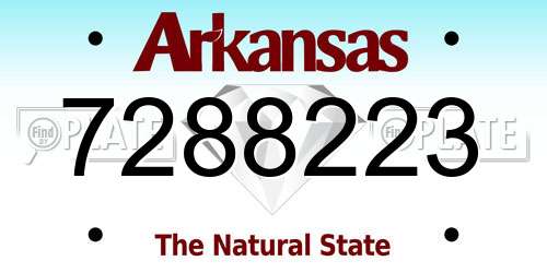 7288223 Arkansas License Plate