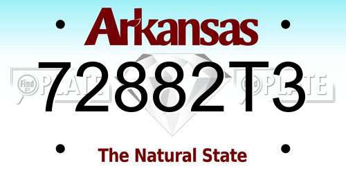 72882T3 Arkansas License Plate