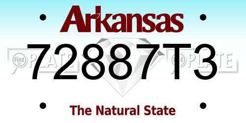 72887T3 Arkansas License Plate