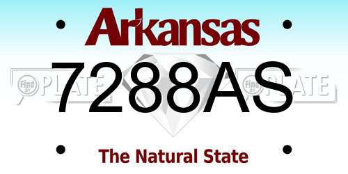 7288AS Arkansas License Plate
