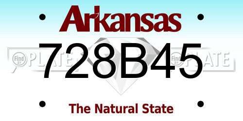 728B45 Arkansas License Plate