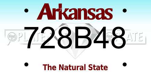 728B48 Arkansas License Plate