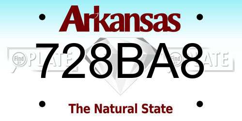 728BA8 Arkansas License Plate