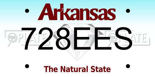 728EES Arkansas License Plate