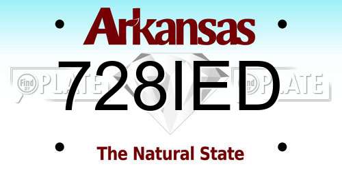 728IED Arkansas License Plate