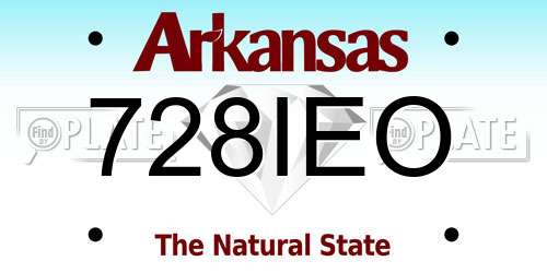 728IEO Arkansas License Plate
