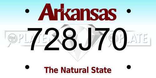 728J70 Arkansas License Plate