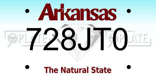 728JT0 Arkansas License Plate