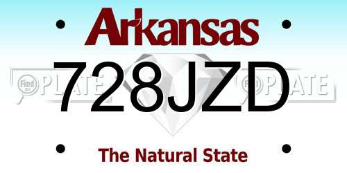 728JZD Arkansas License Plate