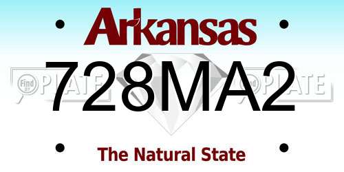 728MA2 Arkansas License Plate