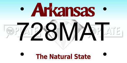 728MAT Arkansas License Plate