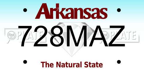 728MAZ Arkansas License Plate