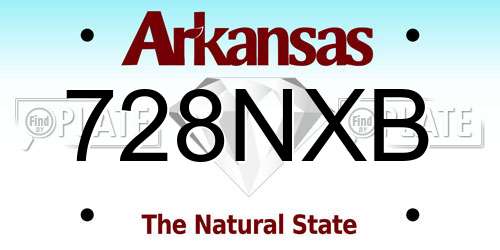 728NXB Arkansas License Plate