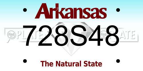 728S48 Arkansas License Plate