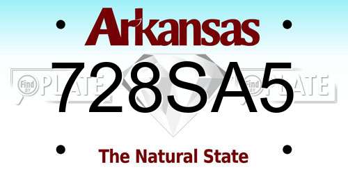 728SA5 Arkansas License Plate