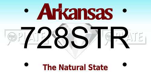 728STR Arkansas License Plate