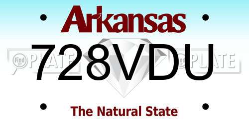 728VDU Arkansas License Plate