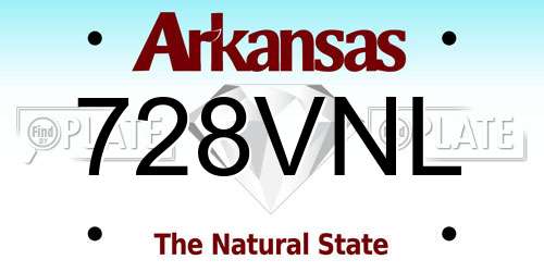 728VNL Arkansas License Plate