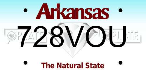 728VOU Arkansas License Plate