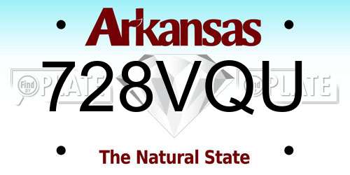 728VQU Arkansas License Plate