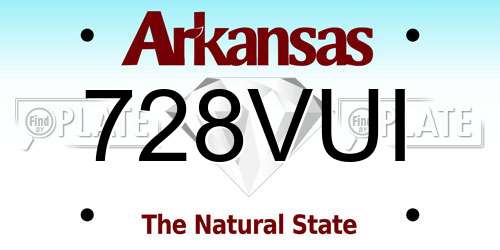 728VUI Arkansas License Plate