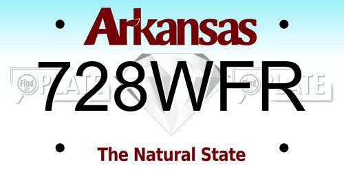 728WFR Arkansas License Plate