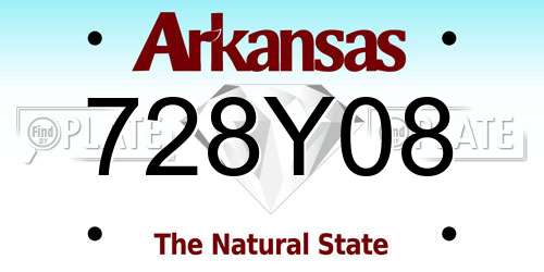 728Y08 Arkansas License Plate