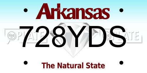728YDS Arkansas License Plate