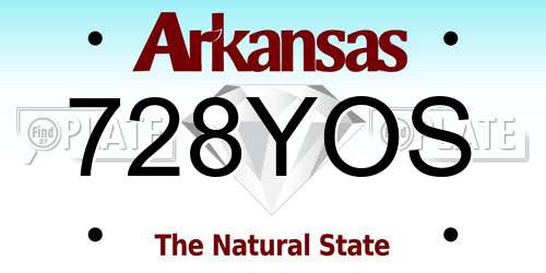 728YOS Arkansas License Plate