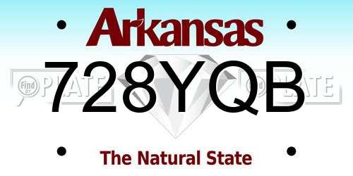 728YQB Arkansas License Plate