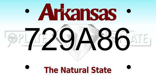 729A86 Arkansas License Plate