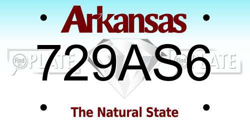 729AS6 Arkansas License Plate