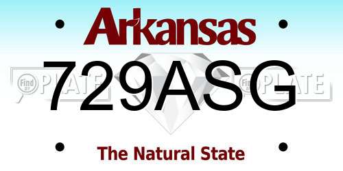 729ASG Arkansas License Plate