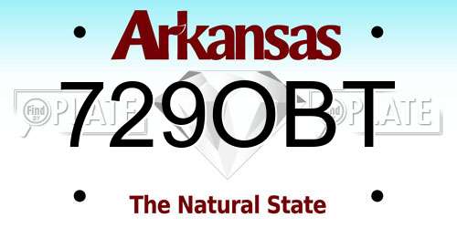 729OBT Arkansas License Plate