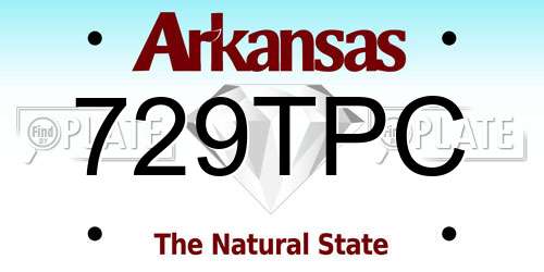 729TPC Arkansas License Plate