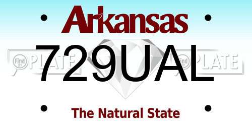 729UAL Arkansas License Plate