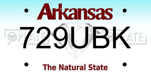 729UBK Arkansas License Plate