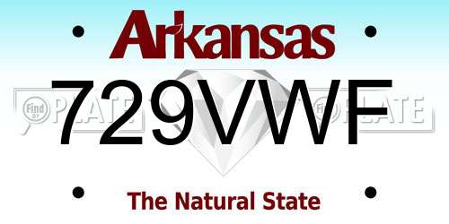 729VWF Arkansas License Plate