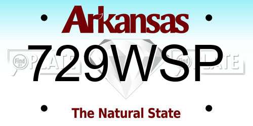 729WSP Arkansas License Plate