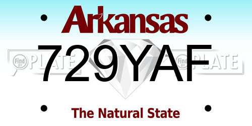 729YAF Arkansas License Plate