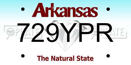 729YPR Arkansas License Plate