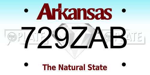 729ZAB Arkansas License Plate