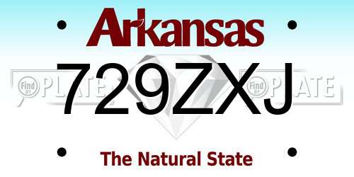 729ZXJ Arkansas License Plate