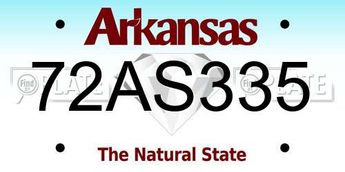 72AS335 Arkansas License Plate
