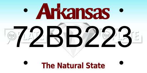 72BB223 Arkansas License Plate